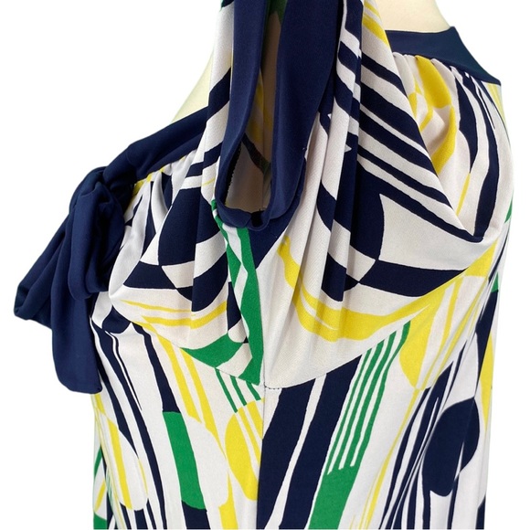 Lane Bryant White Abstract Print Tie Neck Flowy Blouse - Picture 13 of 15